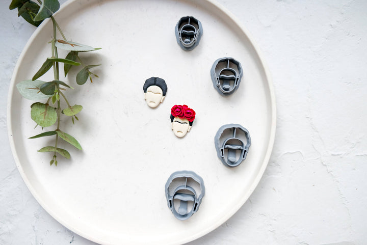 Frida Kahlo Polymer Clay Cutter Set – Face Cutter for Clay Earrings, Boho Portrait Earring Making Tool