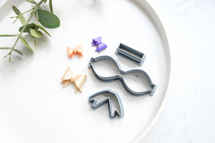 Bow Template 3pc set (A) Polymer Clay Cutter, DIY Bow Polymer Clay Cutter, Christmas earrings, Scallop Christmas Bow clay cutter