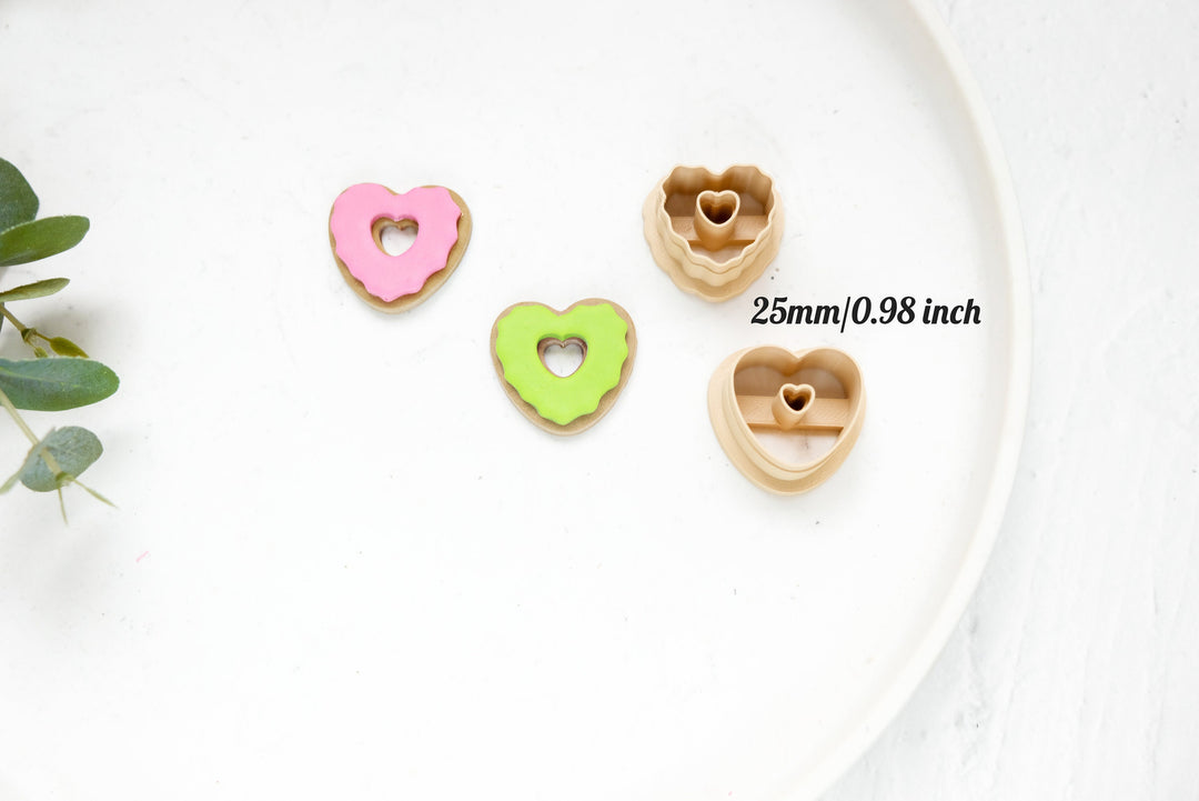 Valentine Heart Donuts Clay Cutter 2pc set, Valentine Clay Donut cutter, Earring Cutters, Clay Cutters, LiiCutters, Cutter Set, Donut Cutter