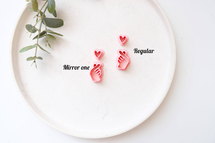 Finger Heart Polymer Clay Cutter, Love Heart Hand Clay cutter with line, Valentine earring cutter, Earring making tool, Valentine Clay tool