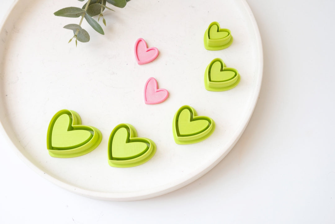 Valentine Heart with Edge Clay Cutter, Boho Heart Clay Cutter, Valentine flower Clay Cutter, Clay Cutters, Flower earrings