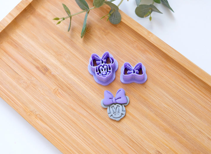 Mouse Girl clay cutter set (2pc), Disney earring cutter, Mouse clay cutter, Summer Clay Cutters, Mouse Girl earring, Polymer clay cutter set