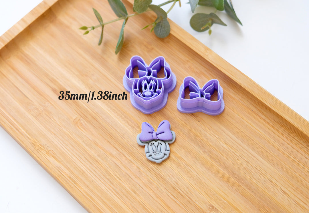 Mouse Girl clay cutter set (2pc), Disney earring cutter, Mouse clay cutter, Summer Clay Cutters, Mouse Girl earring, Polymer clay cutter set