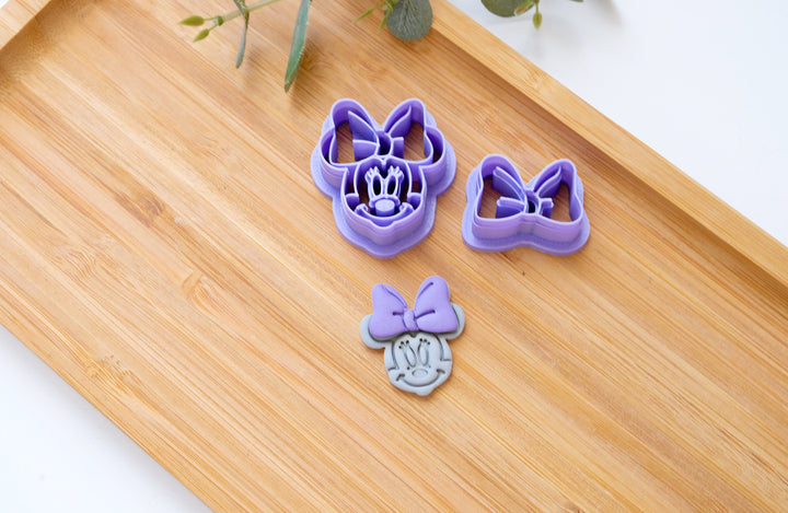 Mouse Girl clay cutter set (2pc), Disney earring cutter, Mouse clay cutter, Summer Clay Cutters, Mouse Girl earring, Polymer clay cutter set