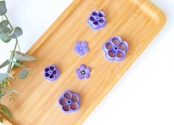 Violet Flower Polymer Clay Cutters, Blue Flower cutter, Daisy Flower cutter, Flower earring making set, Clay flower cutter set