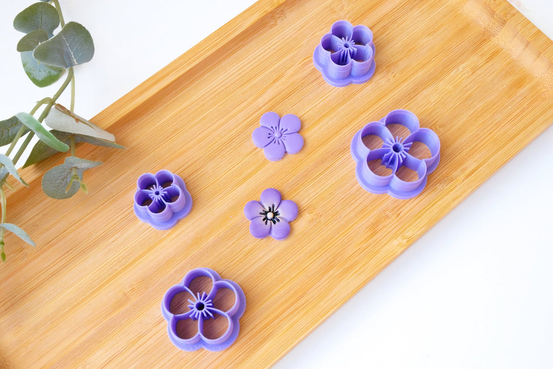 Violet Flower Polymer Clay Cutters, Blue Flower cutter, Daisy Flower cutter, Flower earring making set, Clay flower cutter set