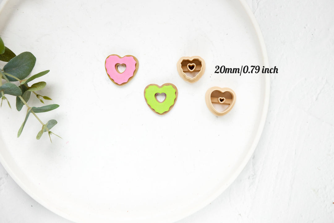 Valentine Heart Donuts Clay Cutter 2pc set, Valentine Clay Donut cutter, Earring Cutters, Clay Cutters, LiiCutters, Cutter Set, Donut Cutter