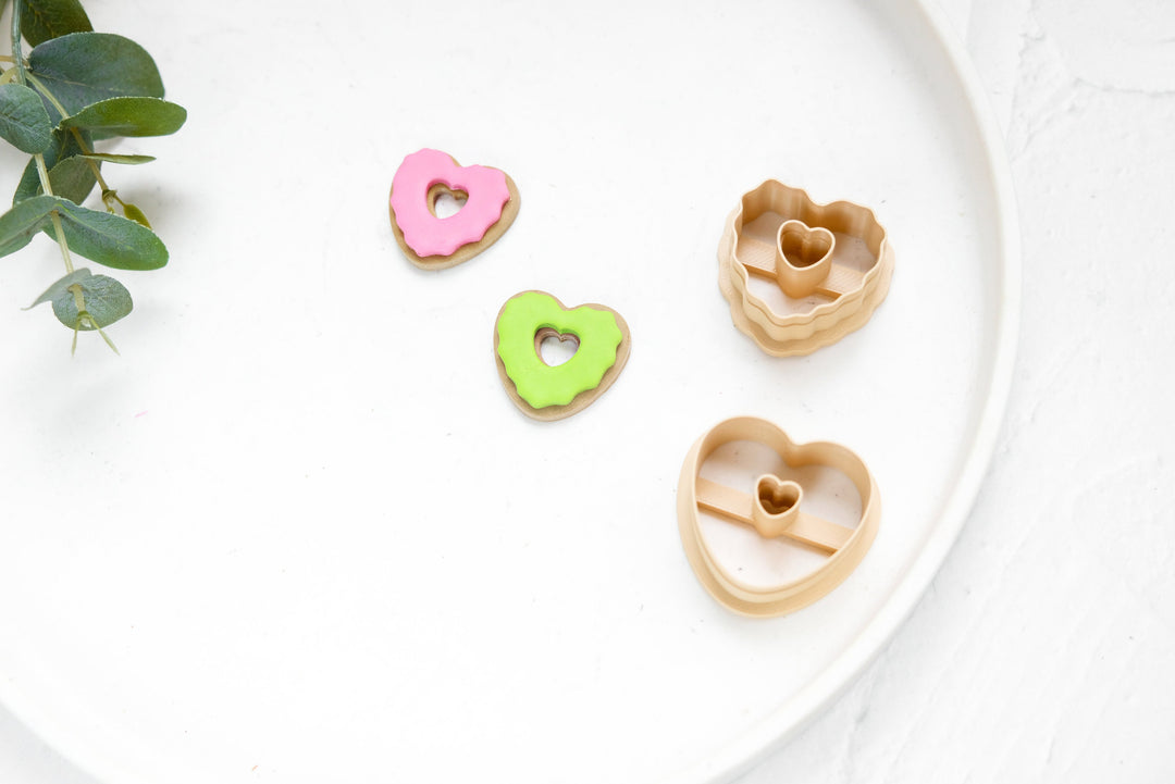 Valentine Heart Donuts Clay Cutter 2pc set, Valentine Clay Donut cutter, Earring Cutters, Clay Cutters, LiiCutters, Cutter Set, Donut Cutter