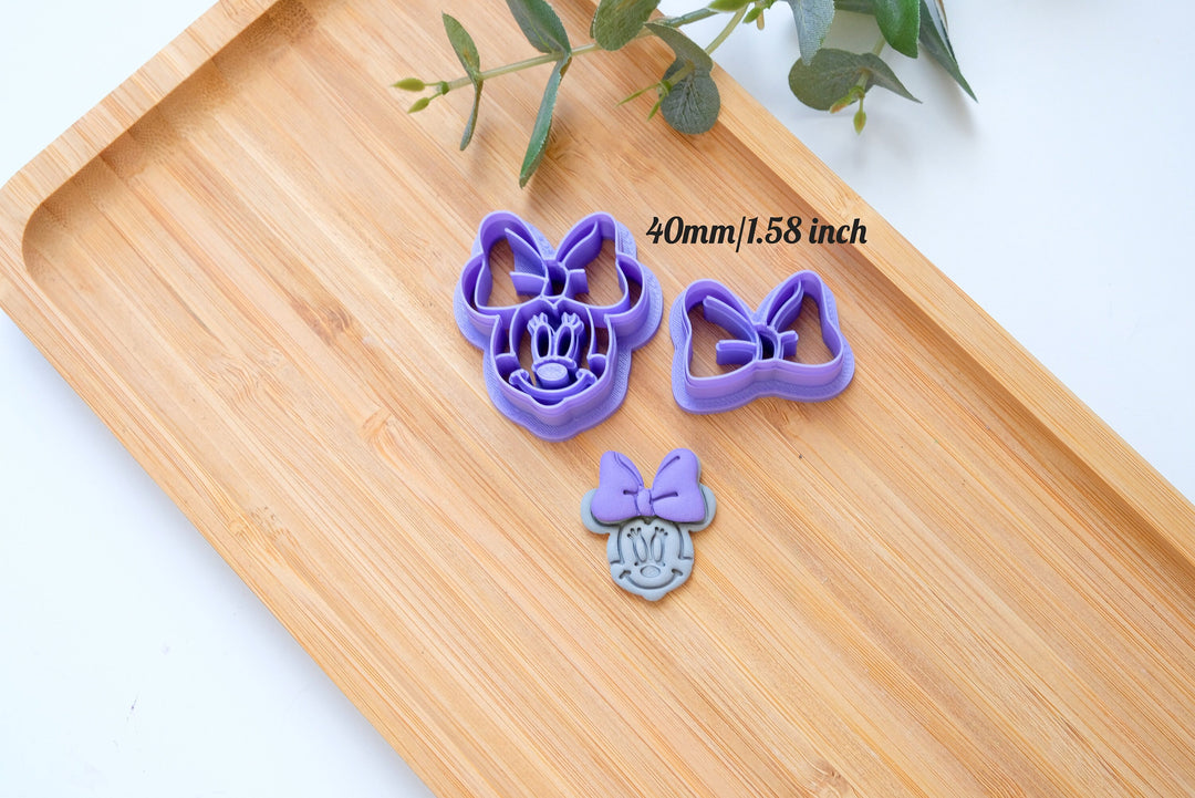 Mouse Girl clay cutter set (2pc), Disney earring cutter, Mouse clay cutter, Summer Clay Cutters, Mouse Girl earring, Polymer clay cutter set