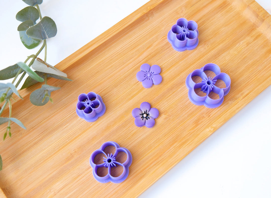 Violet Flower Polymer Clay Cutters, Blue Flower cutter, Daisy Flower cutter, Flower earring making set, Clay flower cutter set