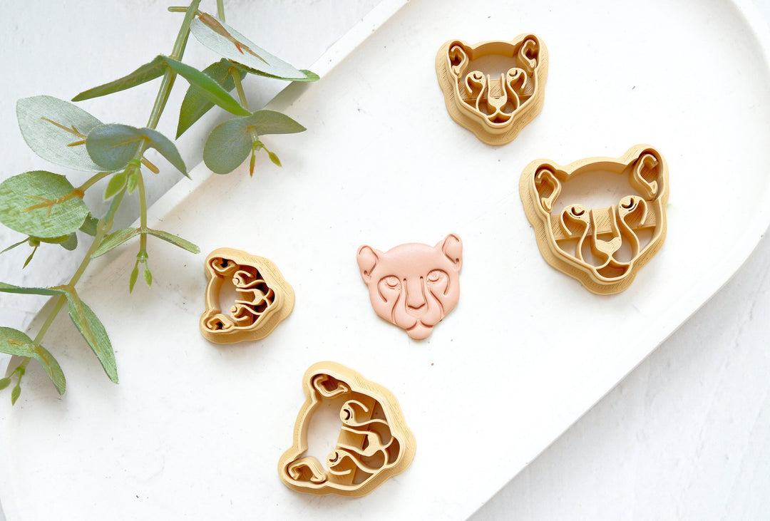 Lion Polymer Clay Cutter, Safari Polymer Clay Cutter, Puma Polymer clay earring cutter, Africa Clay Cutter, Zebra stamp, Cookie cutter