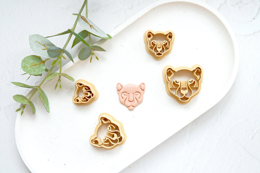 Lion Polymer Clay Cutter, Safari Polymer Clay Cutter, Puma Polymer clay earring cutter, Africa Clay Cutter, Zebra stamp, Cookie cutter