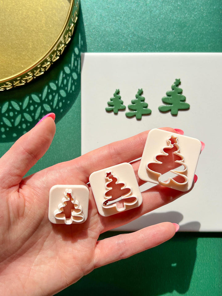 Organic Christmas Tree clay cutter, Christmas clay earrings cutter, Christmas earrings, Scallop Christmas tree clay cutter