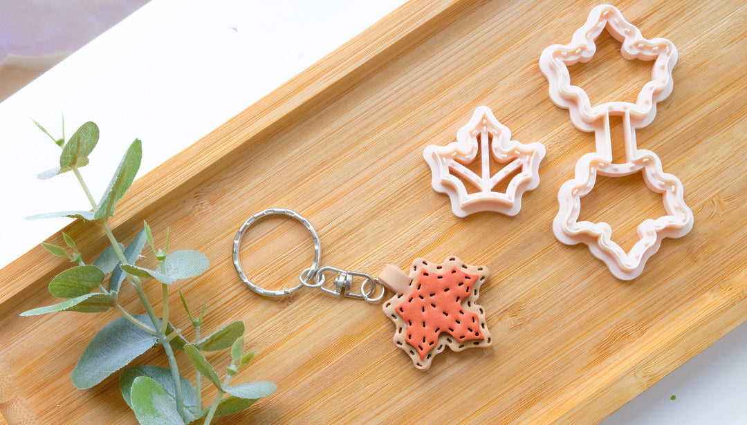 Maple Leaf Leather Key chain Clay Cutter, Stitch Key chain, Maple Leaf Clay Cutter, Leaf clay earrings , Hair clip cutter,