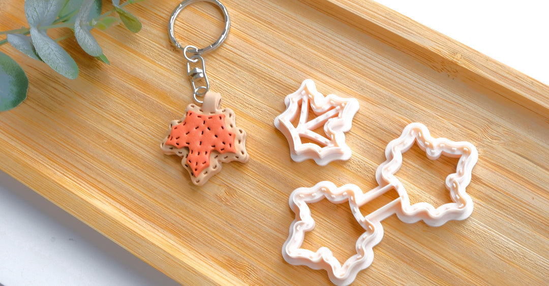 Maple Leaf Leather Key chain Clay Cutter, Stitch Key chain, Maple Leaf Clay Cutter, Leaf clay earrings , Hair clip cutter,