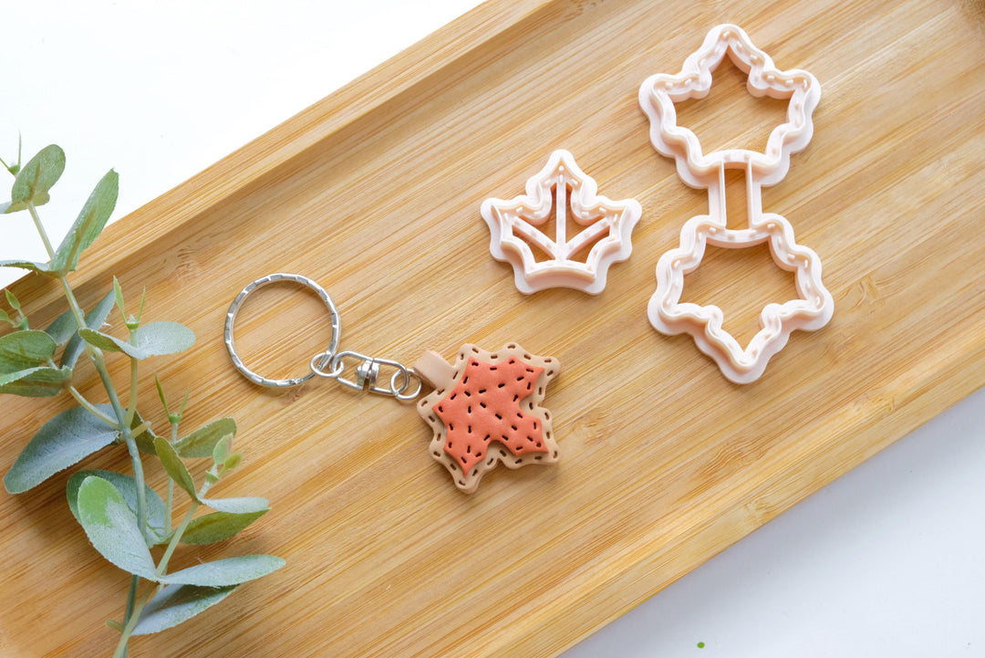 Maple Leaf Leather Key chain Clay Cutter, Stitch Key chain, Maple Leaf Clay Cutter, Leaf clay earrings , Hair clip cutter,