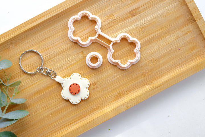 Daisy Flower Leather Key chain Clay Cutter, Stitch Key chain, Flower Clay Cutter, Cat clay earrings , Hair clip cutter, Flower Clay cutter,