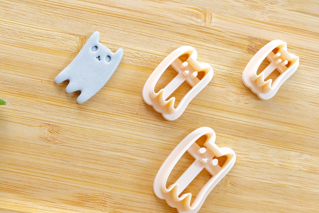 Halloween Cat ghost clay cutter, Cat clay cutter, Halloween cutter, Cat ghost Clay Cutter, Disney earrings, Polymer clay cutter set