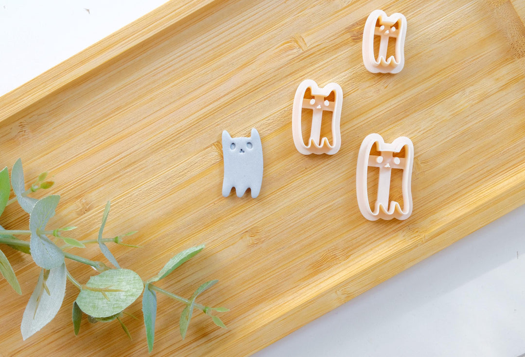 Halloween Cat ghost clay cutter, Cat clay cutter, Halloween cutter, Cat ghost Clay Cutter, Disney earrings, Polymer clay cutter set