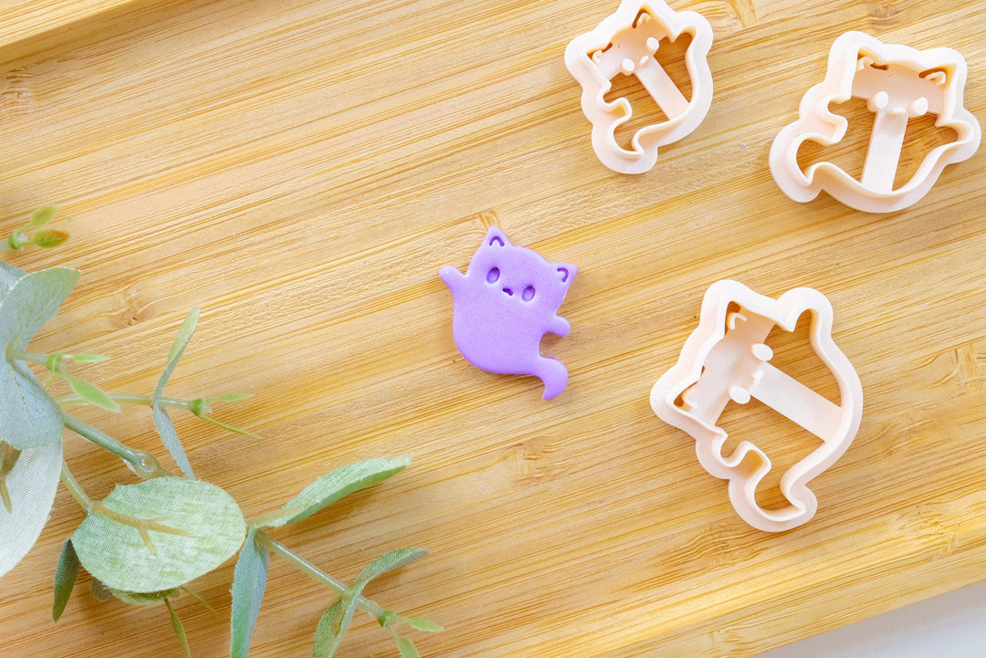 Halloween Cat (B) ghost clay cutter, Cat clay cutter, Halloween cutter, Cat ghost Clay Cutter, Disney earrings, Polymer clay cutter set