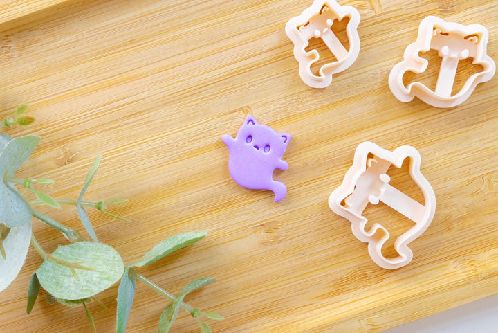 Halloween Cat (B) ghost clay cutter, Cat clay cutter, Halloween cutter, Cat ghost Clay Cutter, Disney earrings, Polymer clay cutter set