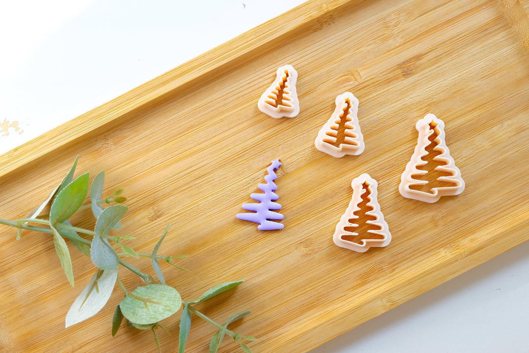 Christmas Tree With Star Polymer clay cutter, Christmas clay earrings cutter, Christmas earrings, Scallop Christmas tree clay cutter