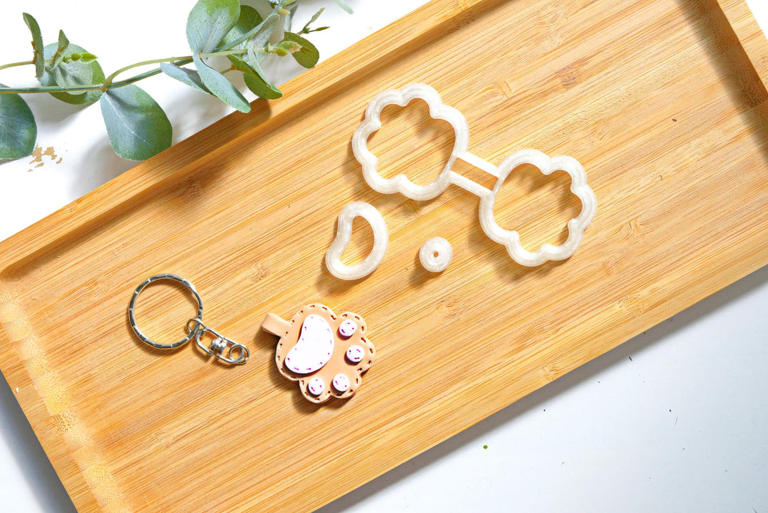 Cat's Paw Leather Key chain Clay Cutter, Stitch Key chain, Cat Paw Clay Cutter, Cat clay earrings , Hair clip cutter, Animal Clay cutter