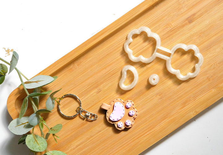 Cat's Paw Leather Key chain Clay Cutter, Stitch Key chain, Cat Paw Clay Cutter, Cat clay earrings , Hair clip cutter, Animal Clay cutter