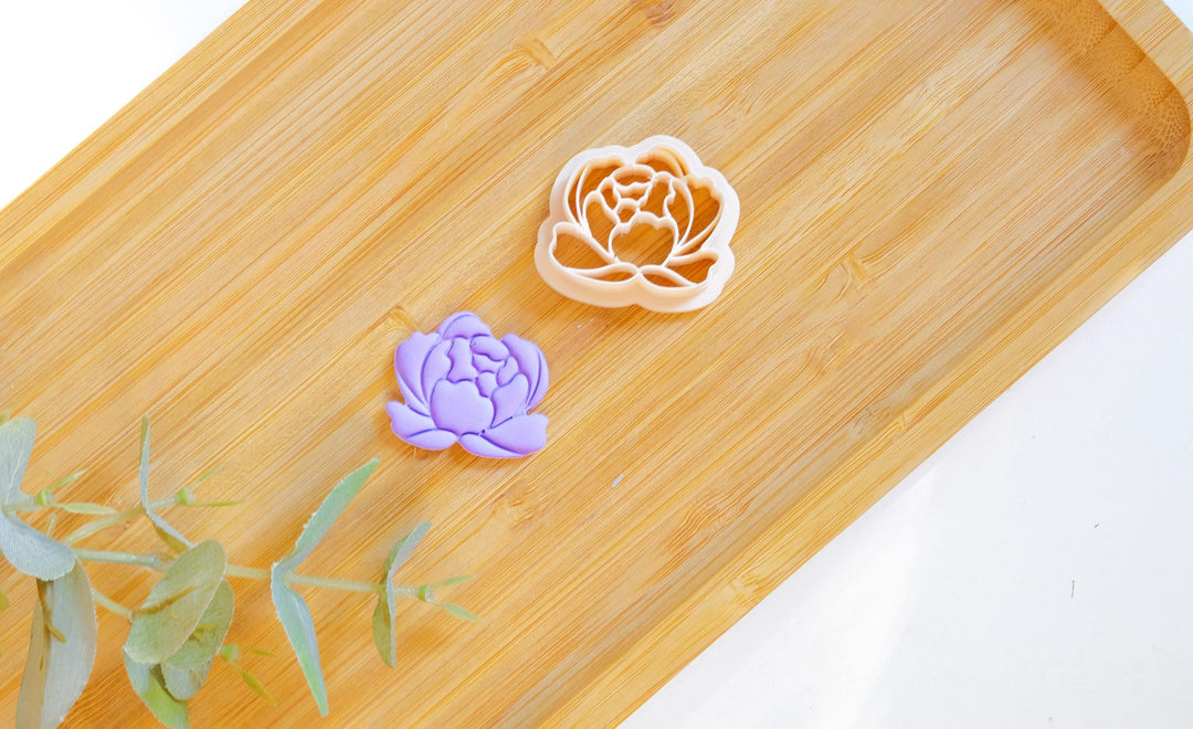 Peony polymer clay cutter, Flower Embossed cutter, Flower earrings, Scallop clay cutter, Face Earring cutter, Summer earring cutters