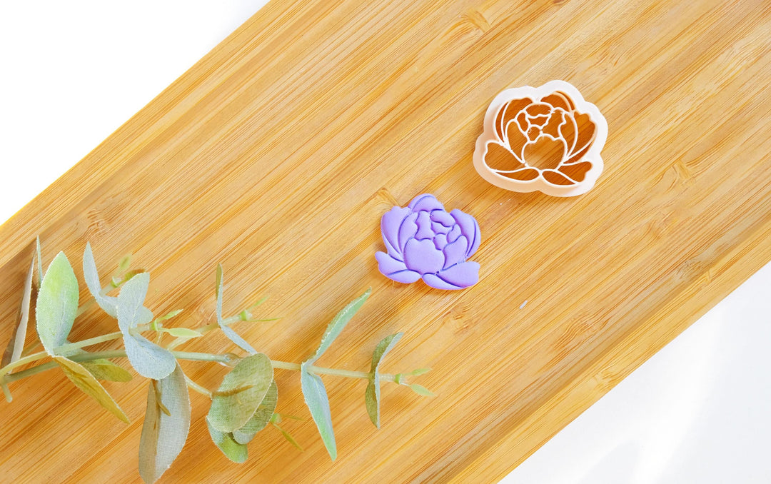 Peony polymer clay cutter, Flower Embossed cutter, Flower earrings, Scallop clay cutter, Face Earring cutter, Summer earring cutters