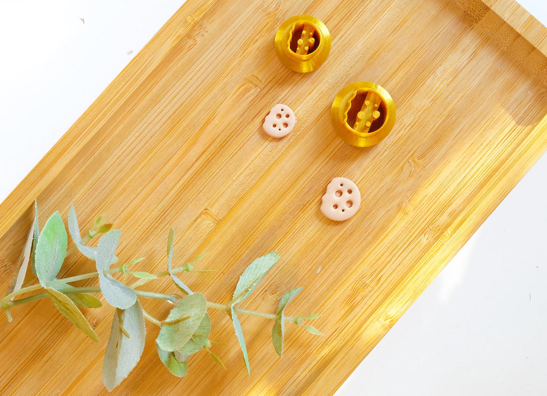 Mini Cookie Biscuit Polymer Clay Cutter, Chocolate Chip Cookie Stud Clay Cutter, Earring making tool, Chocolate Chip Cookie earrings