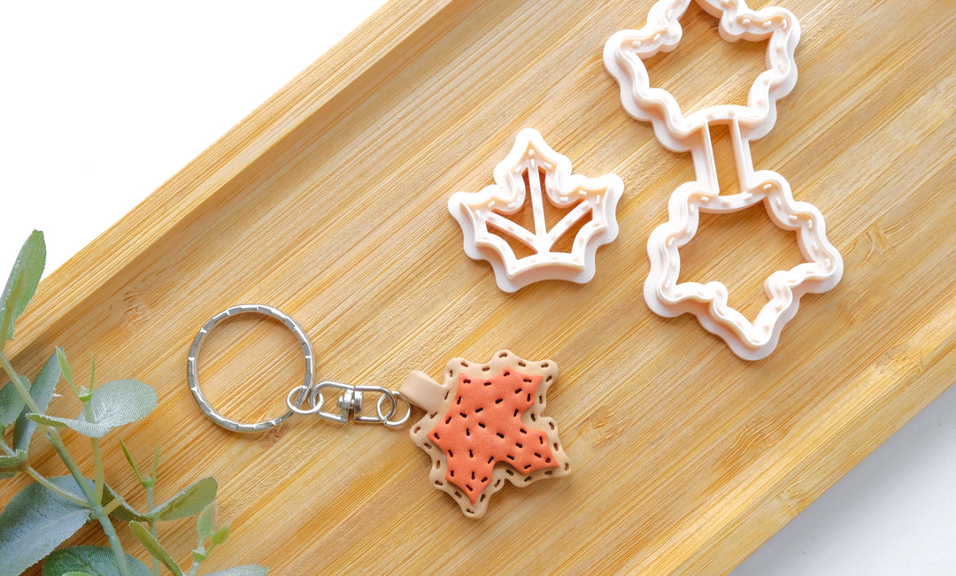 Maple Leaf Leather Key chain Clay Cutter, Stitch Key chain, Maple Leaf Clay Cutter, Leaf clay earrings , Hair clip cutter,