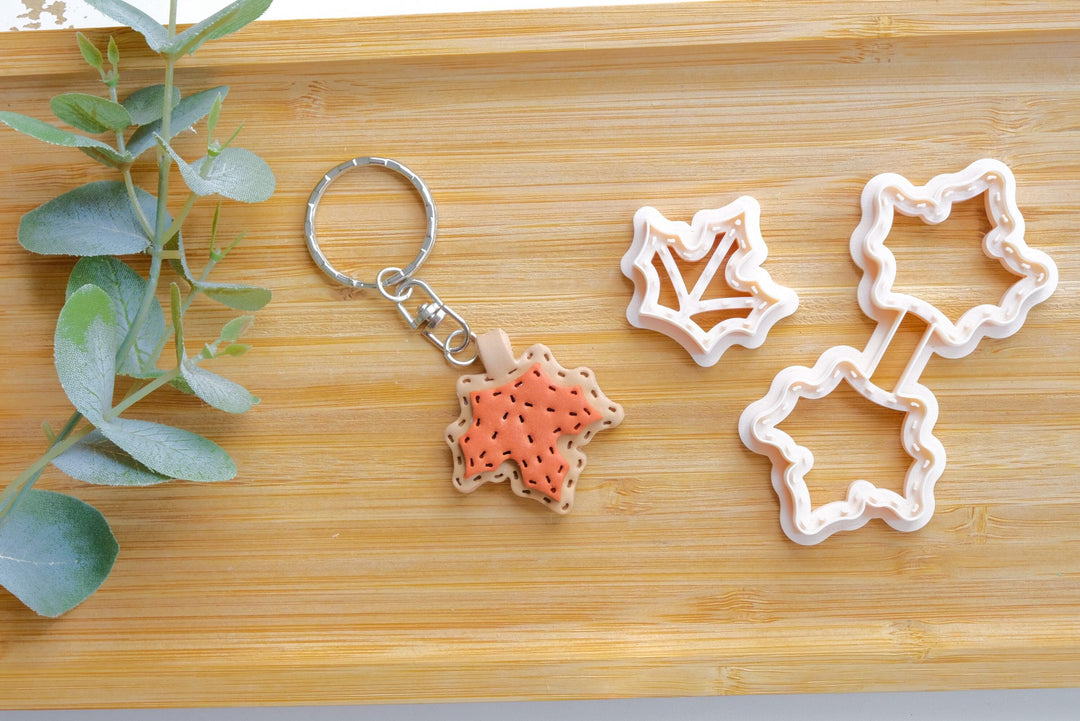 Maple Leaf Leather Key chain Clay Cutter, Stitch Key chain, Maple Leaf Clay Cutter, Leaf clay earrings , Hair clip cutter,