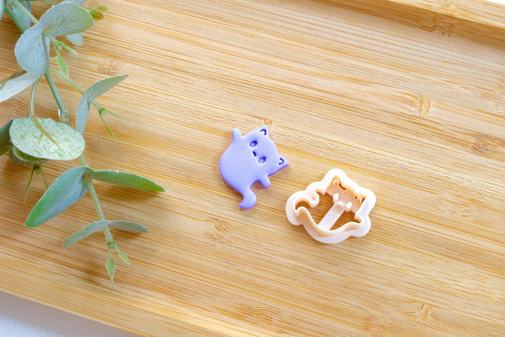 Halloween Cat (B) ghost clay cutter, Cat clay cutter, Halloween cutter, Cat ghost Clay Cutter, Disney earrings, Polymer clay cutter set