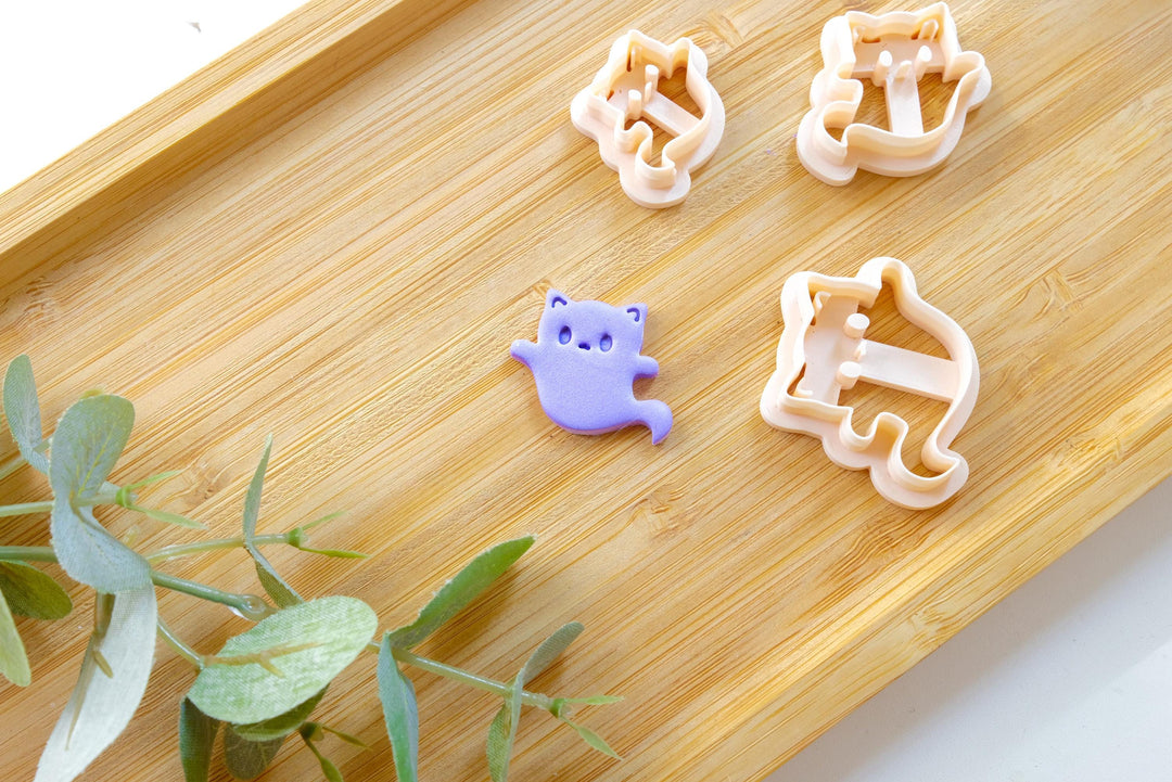 Halloween Cat (B) ghost clay cutter, Cat clay cutter, Halloween cutter, Cat ghost Clay Cutter, Disney earrings, Polymer clay cutter set