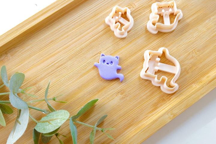 Halloween Cat (B) ghost clay cutter, Cat clay cutter, Halloween cutter, Cat ghost Clay Cutter, Disney earrings, Polymer clay cutter set