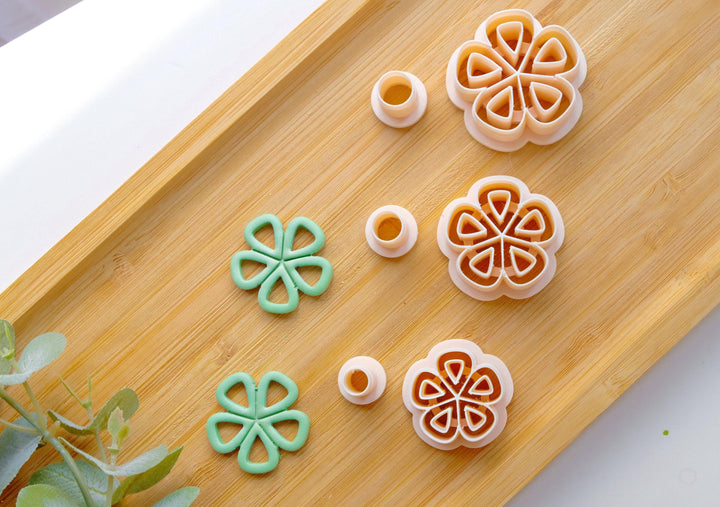 Daisy B polymer clay cutter, Flower Embossed cutter, Flower earrings, Scallop clay cutter, Face Earring cutter, Summer earring cutters