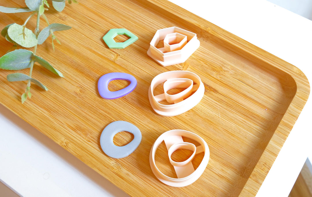 Organic Shape polymer clay cutter set (3pc), Boho clay cutter, Polymer clay earring cutter, Hair clip cutter, Geometric shape Clay cutter