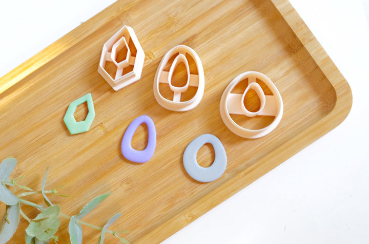 Organic Shape polymer clay cutter set (3pc), Boho clay cutter, Polymer clay earring cutter, Hair clip cutter, Geometric shape Clay cutter