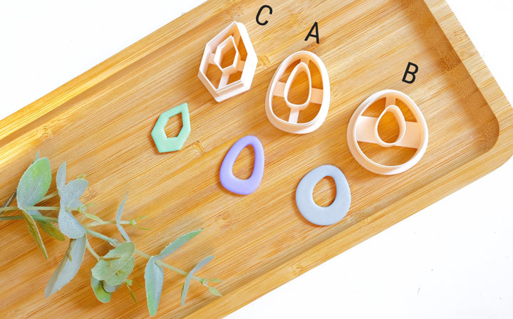 Organic Shape polymer clay cutter set (3pc), Boho clay cutter, Polymer clay earring cutter, Hair clip cutter, Geometric shape Clay cutter