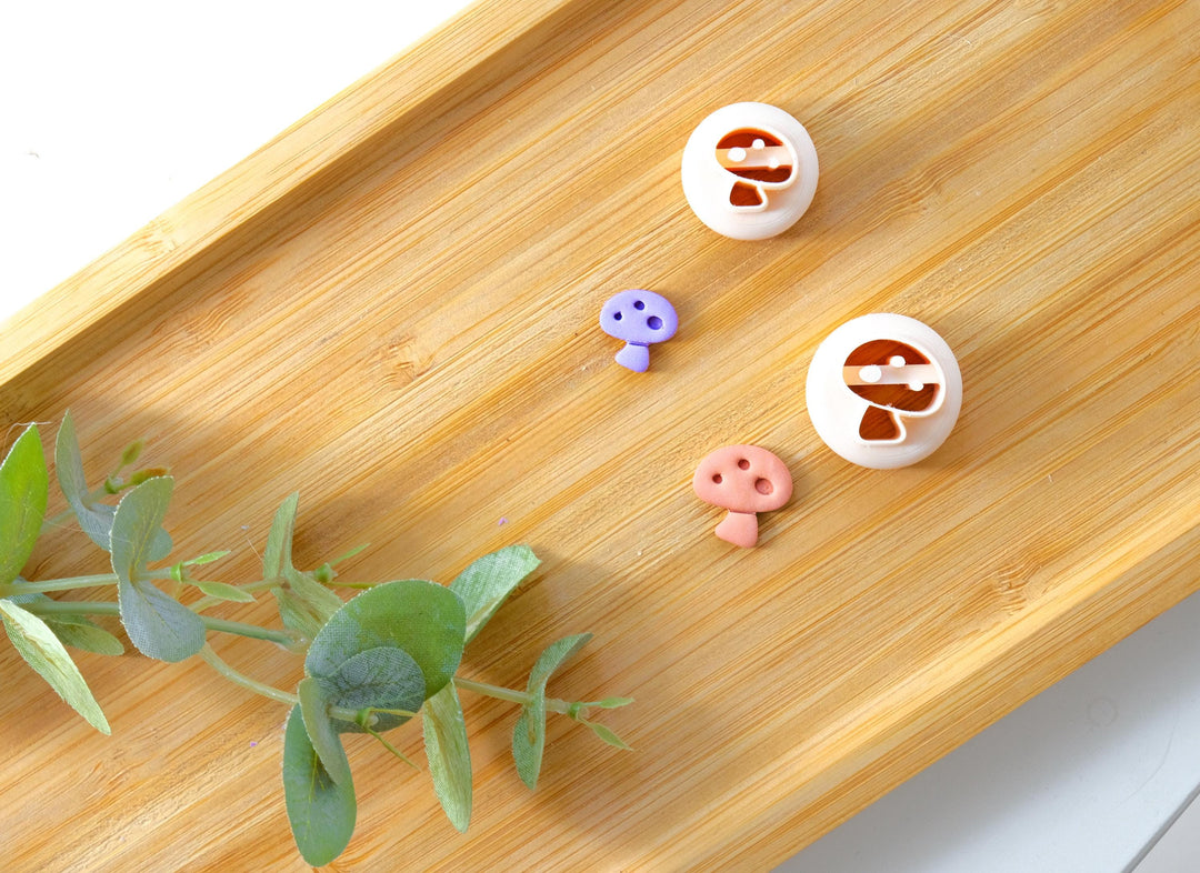 Mini Mushroom Polymer Clay Cutter, Mushroom Stud Clay Cutter, Earring making tool, Mushroom Clay earrings, Organic Flower Stud Clay Cutter