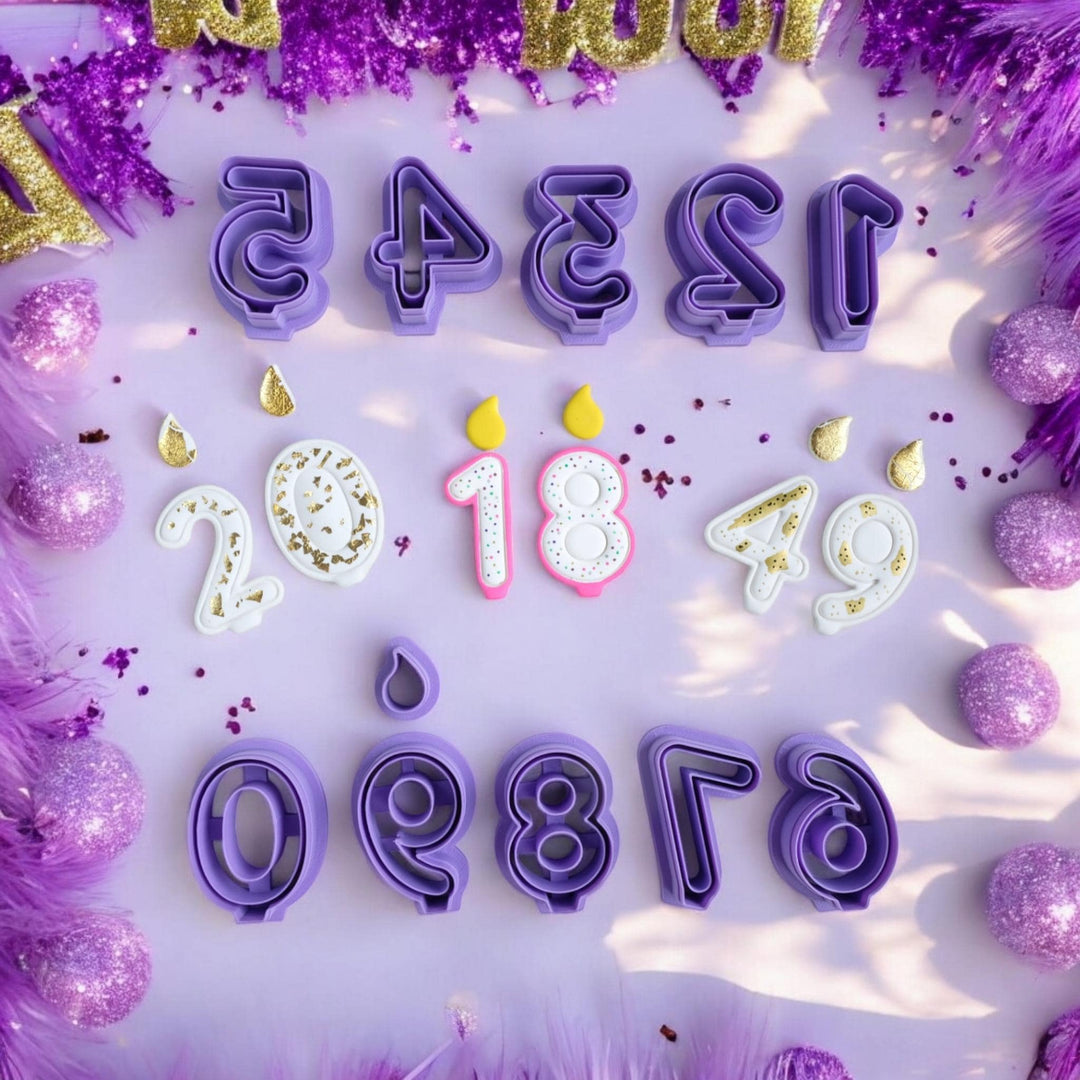 Birthday Candle Polymer Clay Cutter Set, Candle with Flame Clay cutter, Number Clay cutter, Birthday Earrings