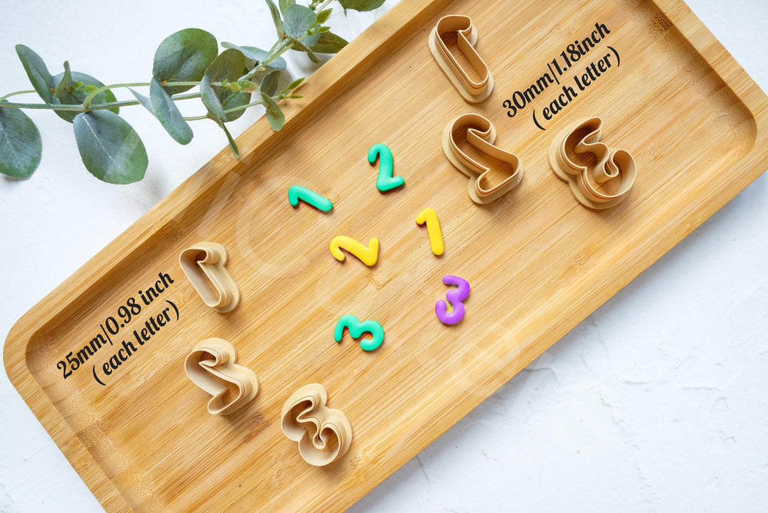 Number Polymer Clay Cutters: Embossed Ruler, Scallop, Letter Earring