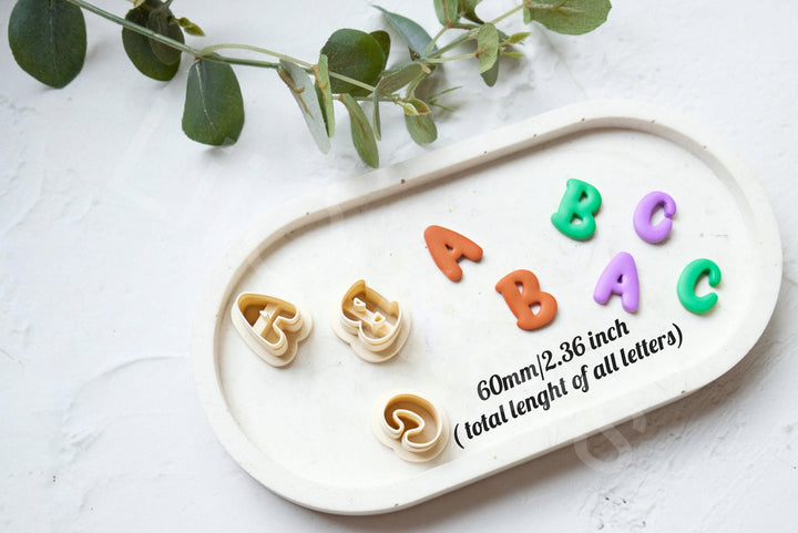 Letter Polymer Clay Cutter Set: Embossed Alphabet, School Theme (45-60mm)