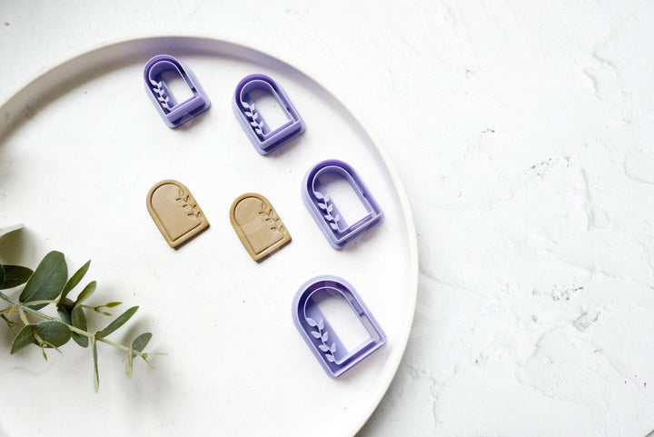 Arch with Line and Flower Polymer Clay Cutter: Boho Earring Mold