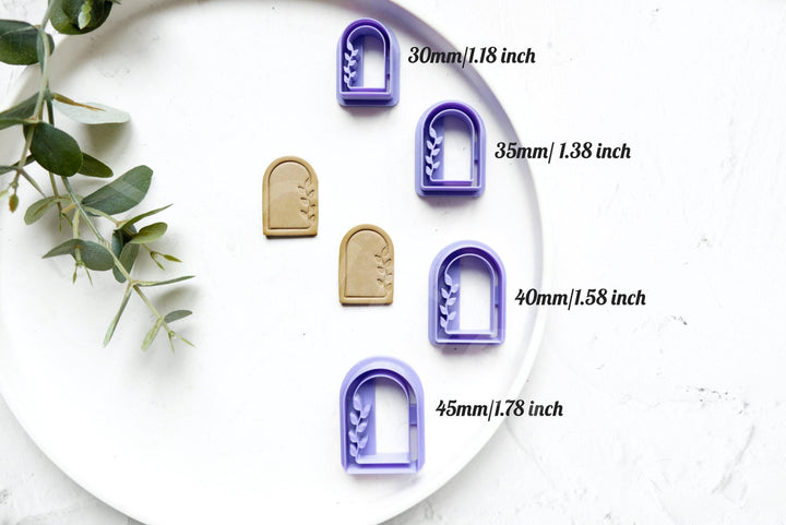 Arch with Line and Flower Polymer Clay Cutter: Boho Earring Mold