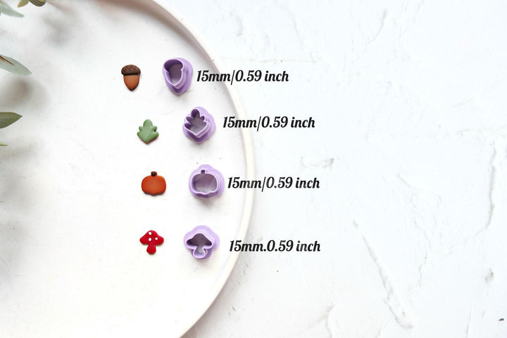 Autumn Polymer Clay Cutters: Pumpkin, Leaf, Acorn, Mushroom
