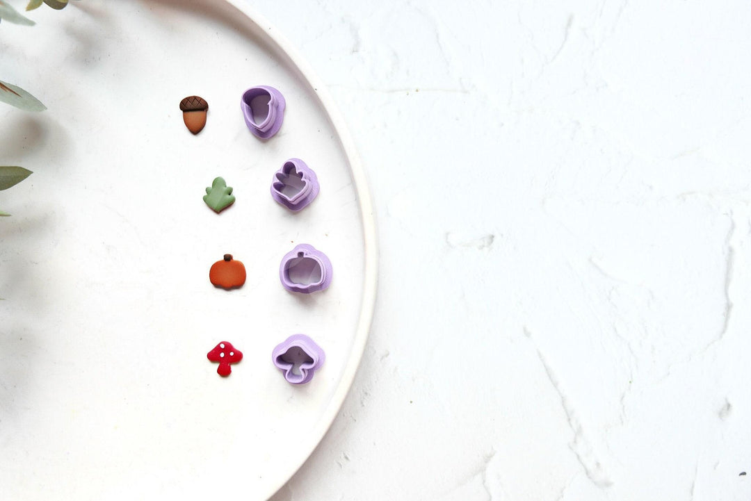 Autumn Polymer Clay Cutters: Pumpkin, Leaf, Acorn, Mushroom