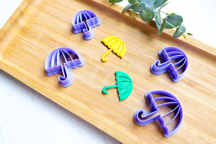 Umbrella Polymer Clay Cutter Set: Fall Earrings, Cookie Dough (30-45mm)
