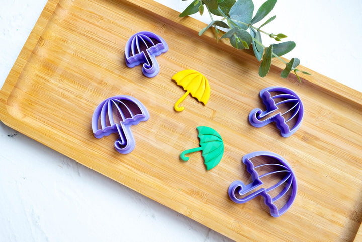 Umbrella Polymer Clay Cutter Set: Fall Earrings, Cookie Dough (30-45mm)